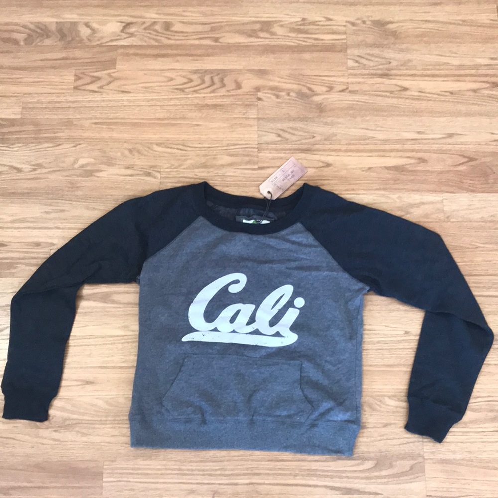 Green Sleeved Cali crew neck sweatshirt size L NWT